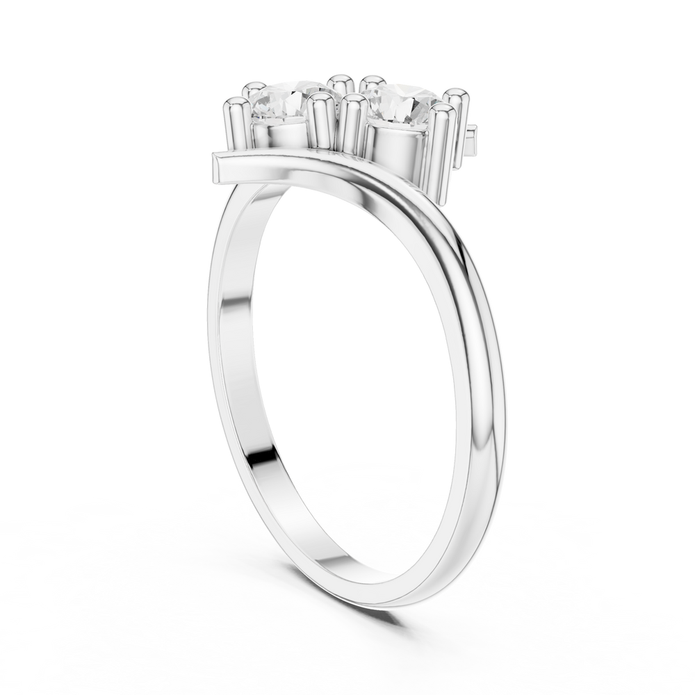 0.60 CT Round Diamond Bypass Two Stone Ring