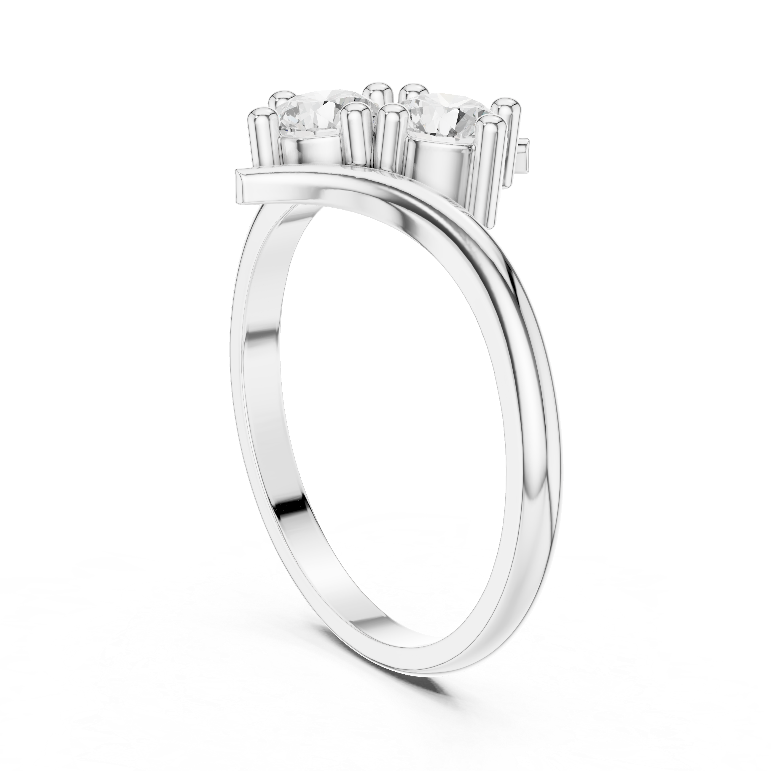 0.60 CT Round Diamond Bypass Two Stone Ring