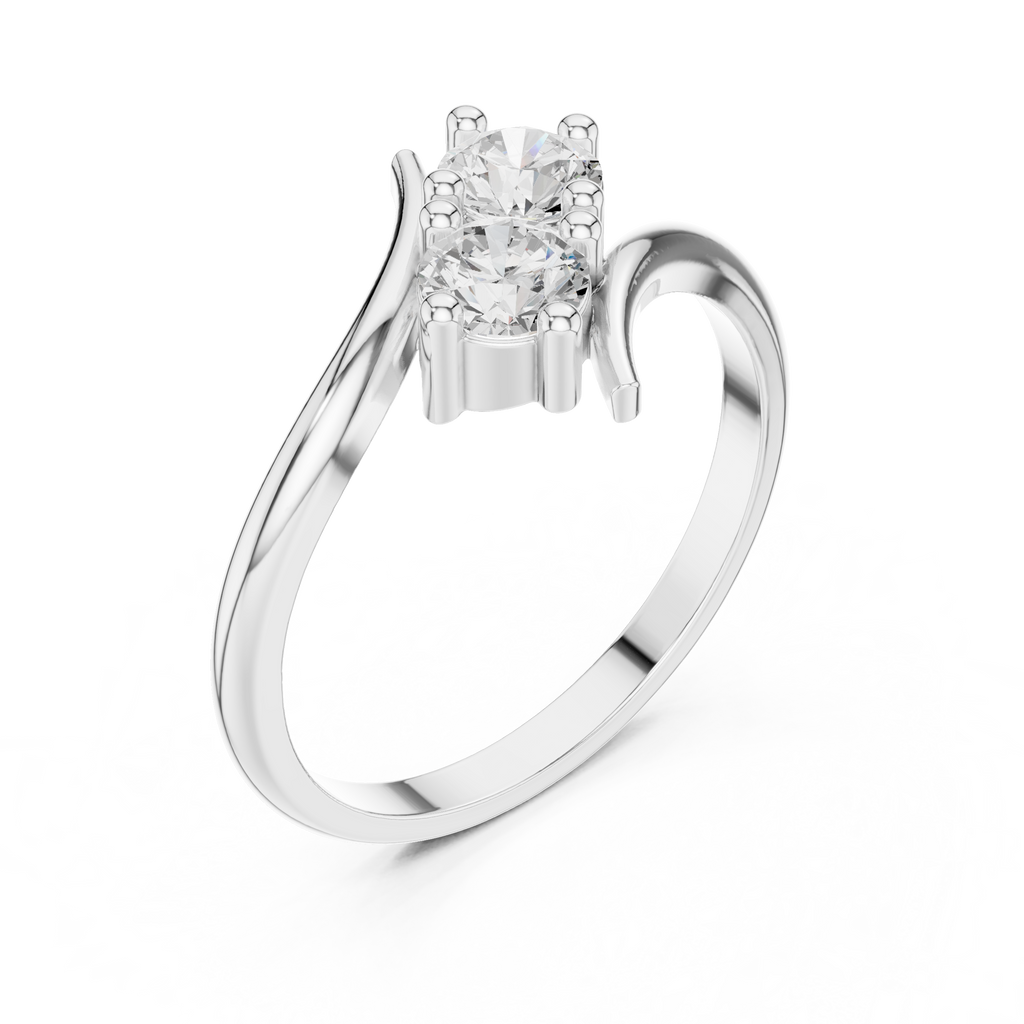 0.60 CT Round Diamond Bypass Two Stone Ring