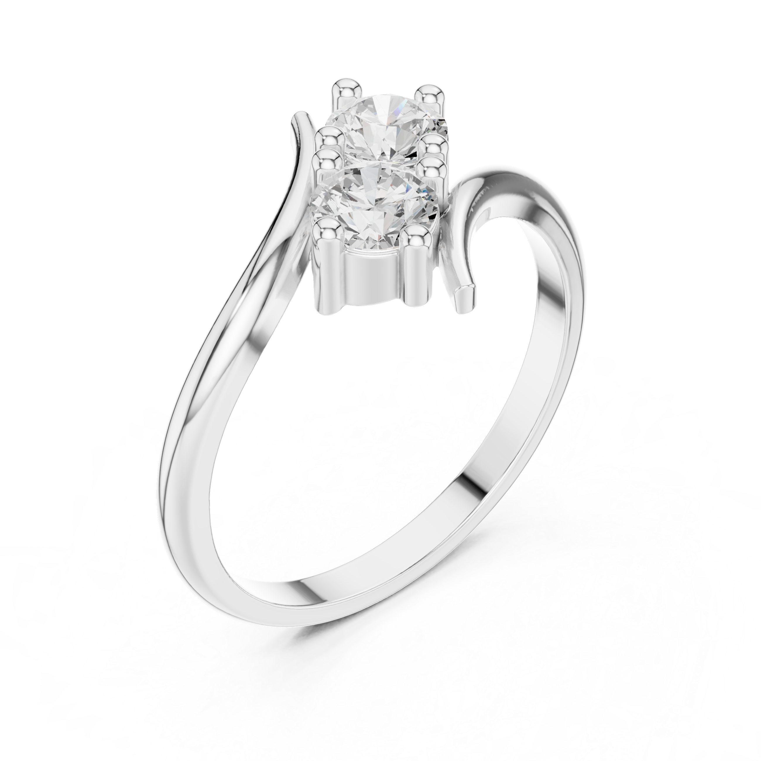 0.60 CT Round Diamond Bypass Two Stone Ring