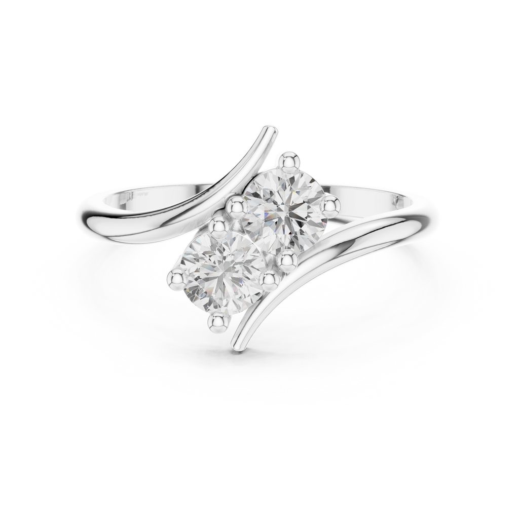0.60 CT Round Diamond Bypass Two Stone Ring