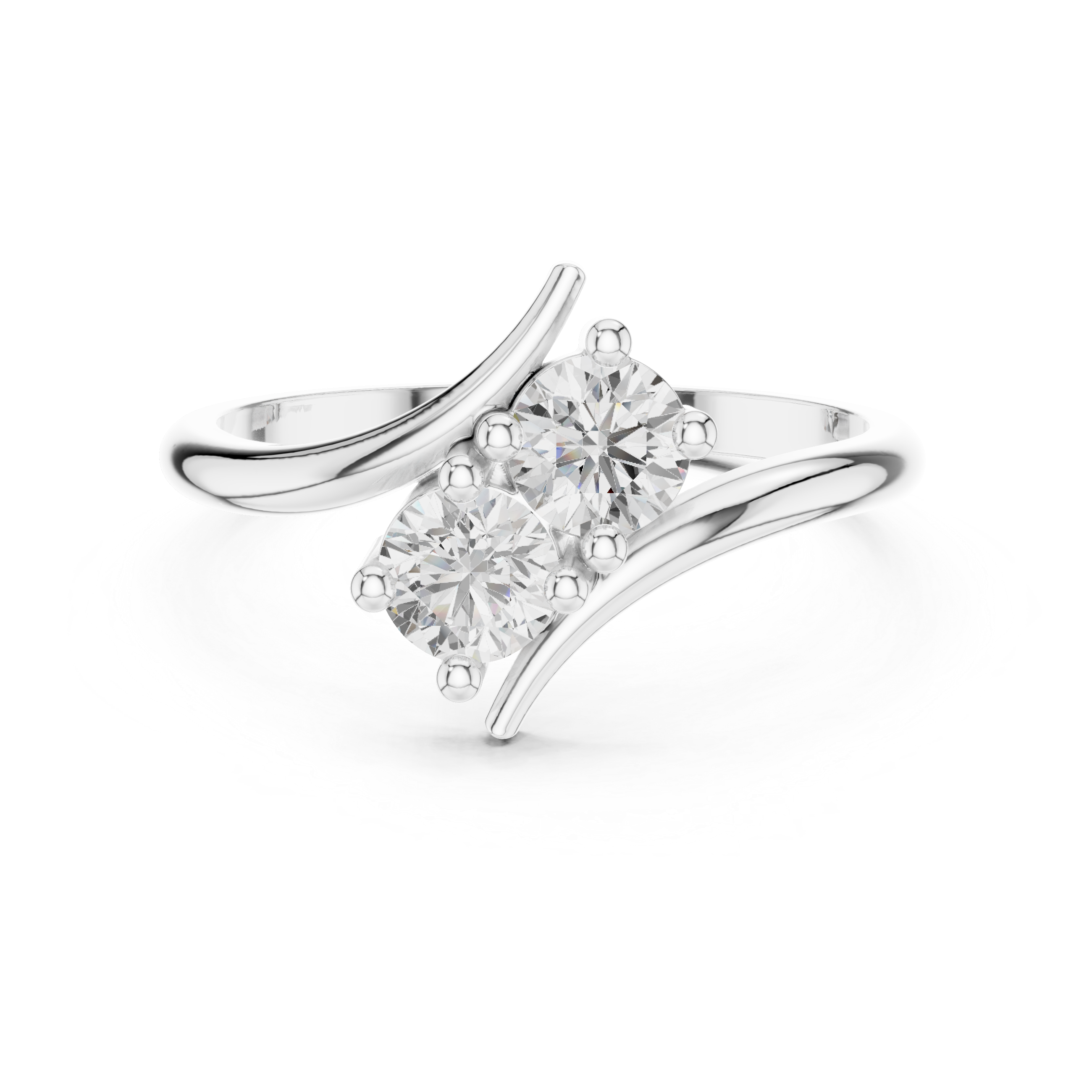 0.60 CT Round Diamond Bypass Two Stone Ring