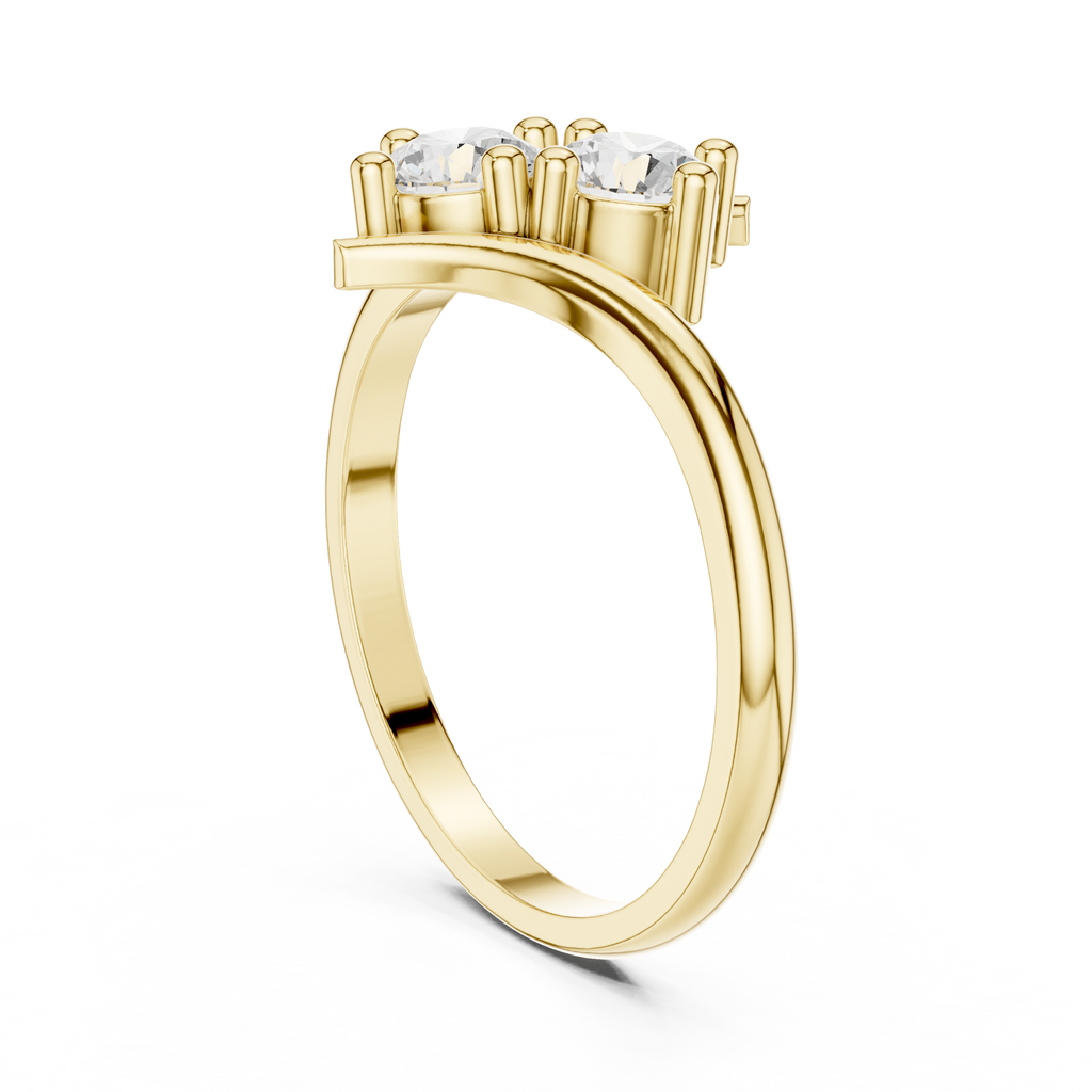 0.60 CT Round Diamond Bypass Two Stone Ring