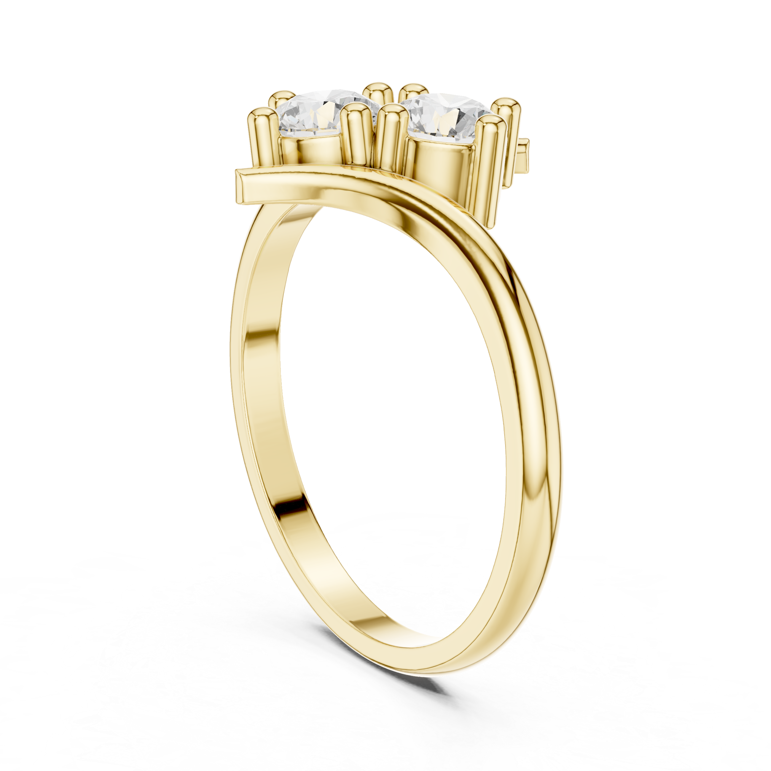 0.60 CT Round Diamond Bypass Two Stone Ring