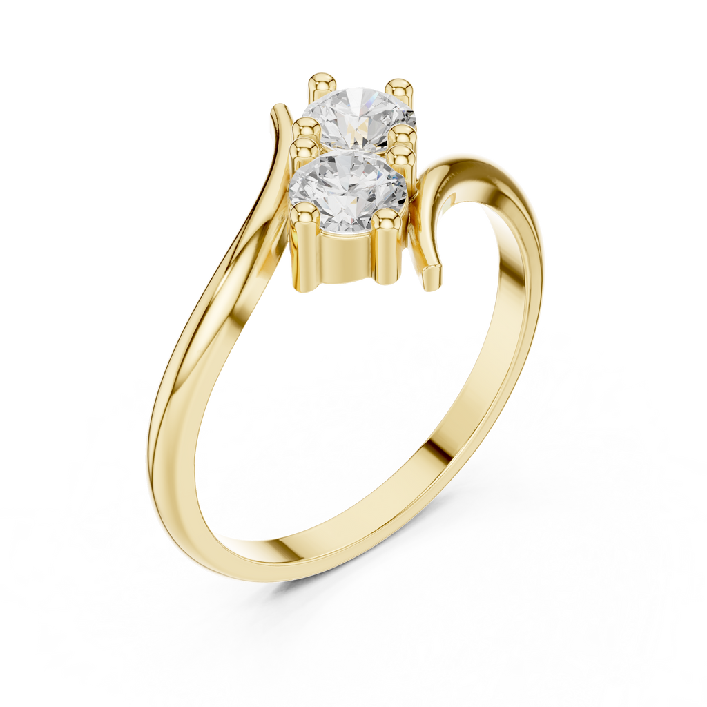 0.60 CT Round Diamond Bypass Two Stone Ring