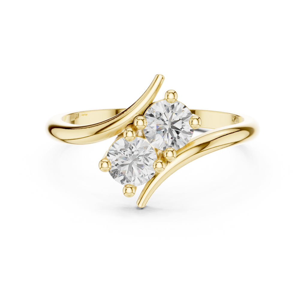 0.60 CT Round Diamond Bypass Two Stone Ring