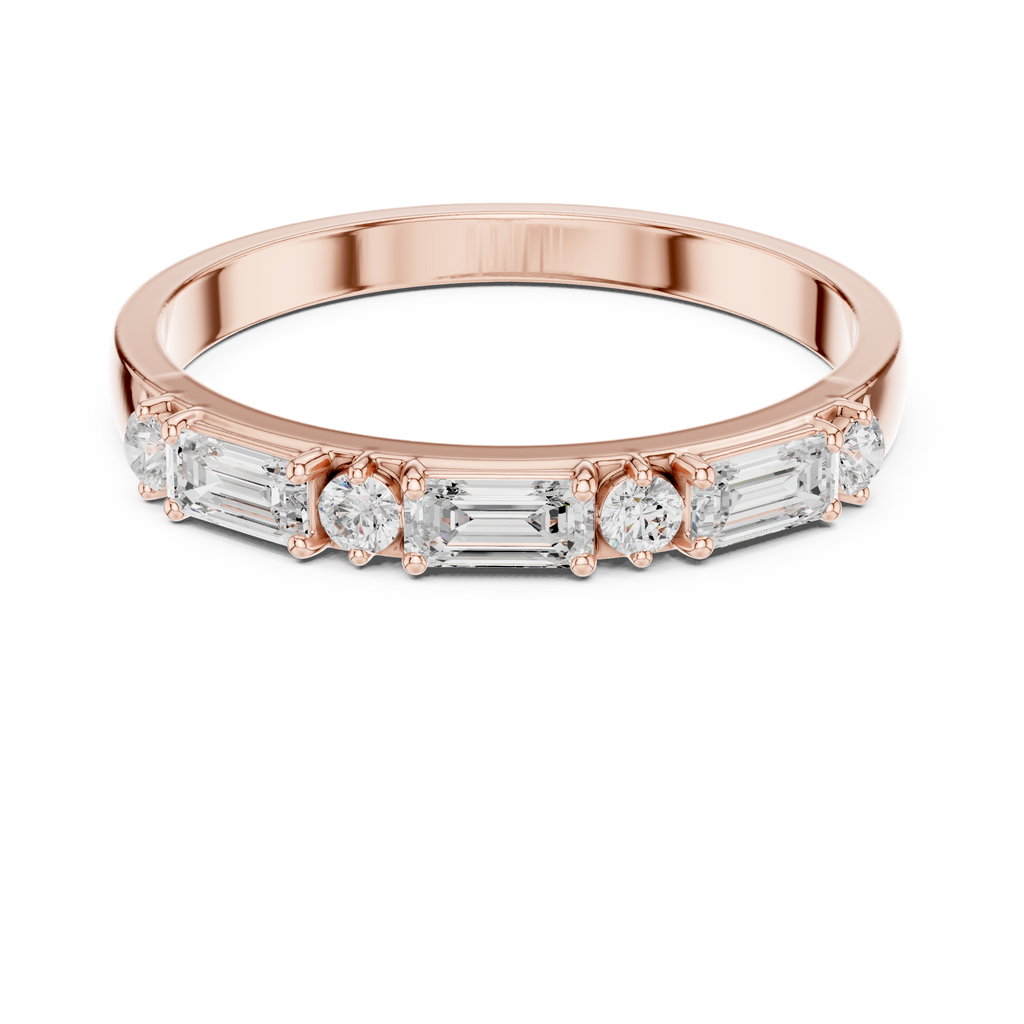 0.36 CT Emerald Cut Diamond Seven Stone Band Ring