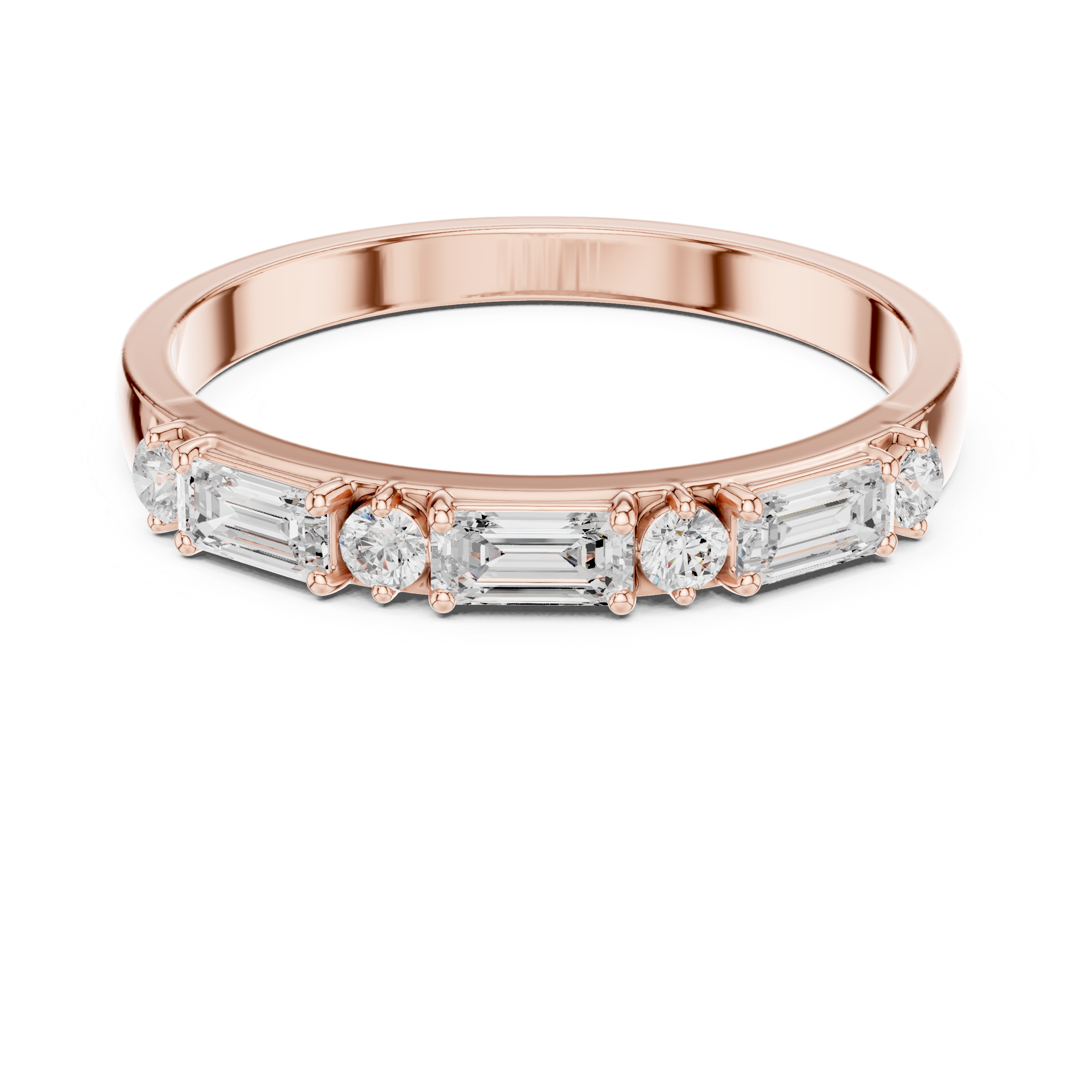 0.36 CT Emerald Cut Diamond Seven Stone Band Ring