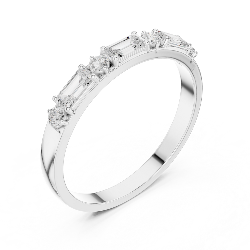 0.36 CT Emerald Cut Diamond Seven Stone Band Ring