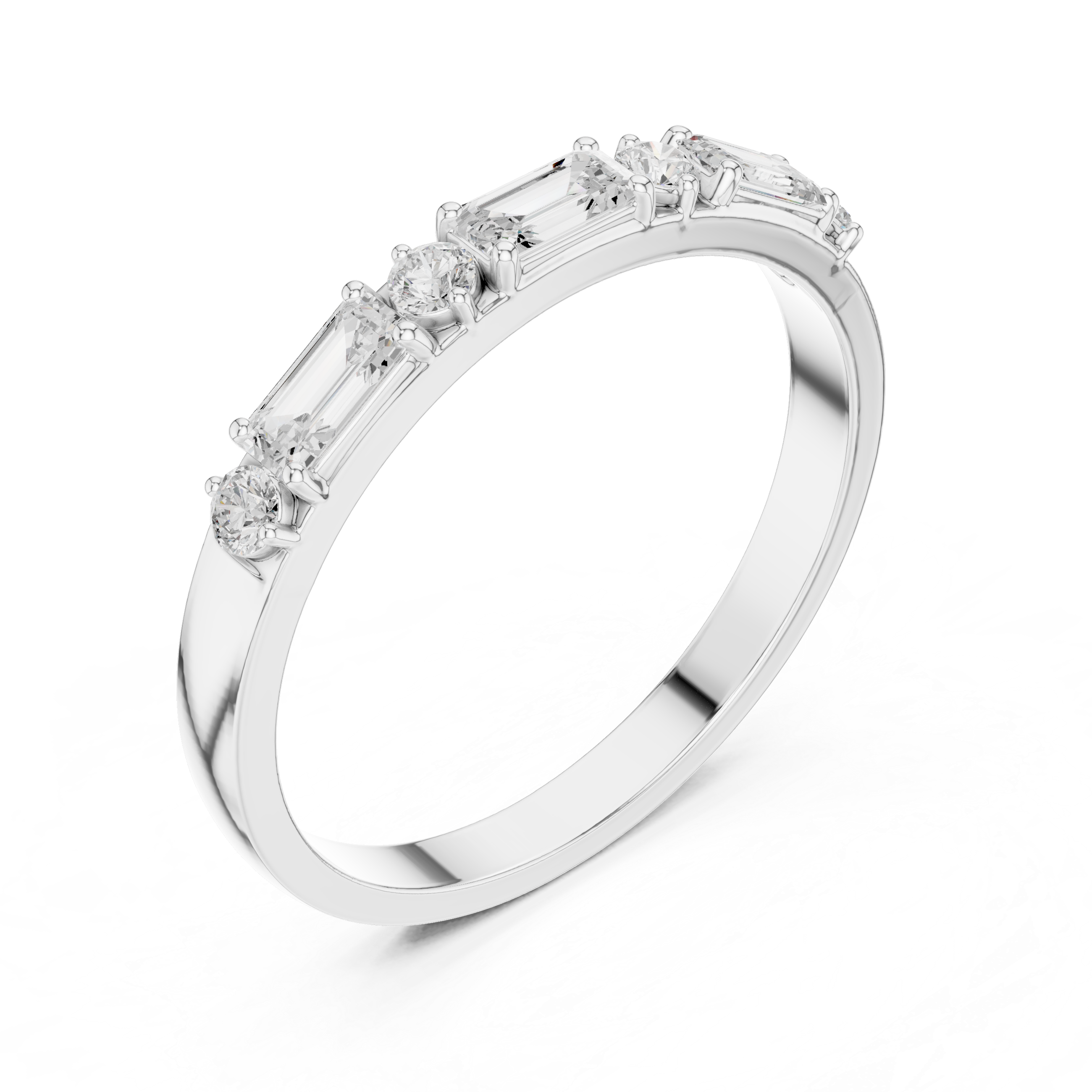 0.36 CT Emerald Cut Diamond Seven Stone Band Ring