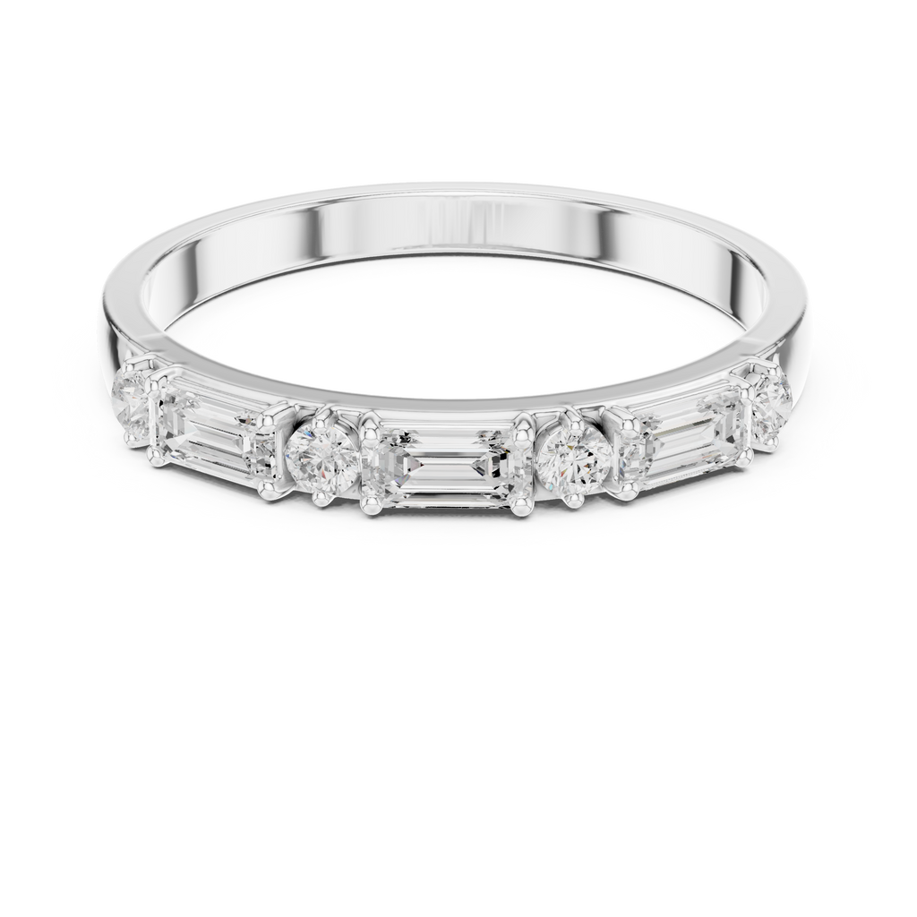 0.36 CT Emerald Cut Diamond Seven Stone Band Ring