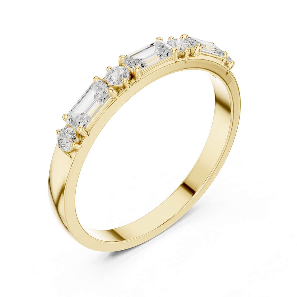 0.36 CT Emerald Cut Diamond Seven Stone Band Ring
