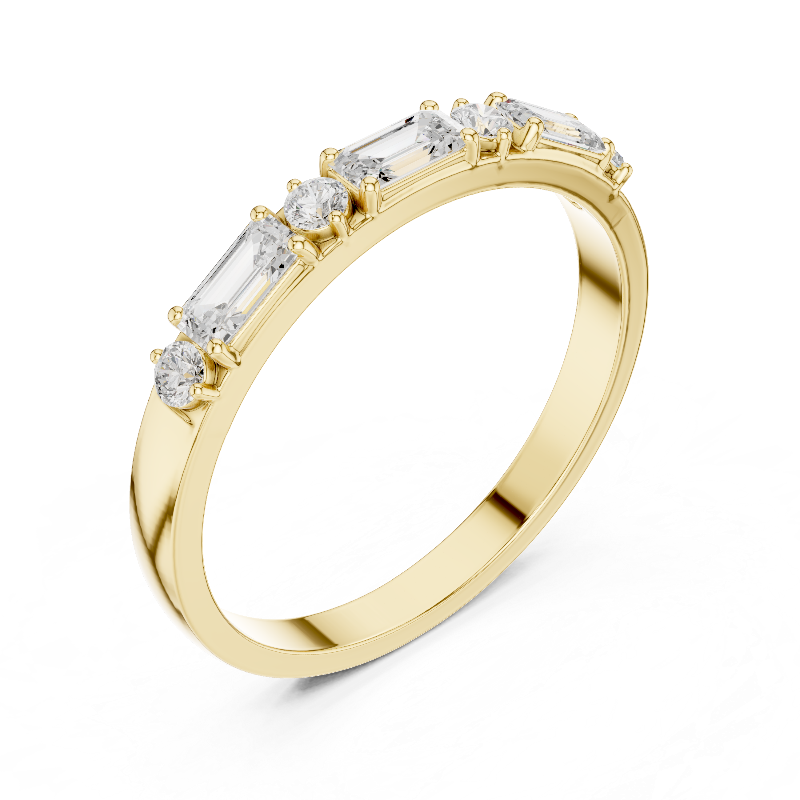 0.36 CT Emerald Cut Diamond Seven Stone Band Ring