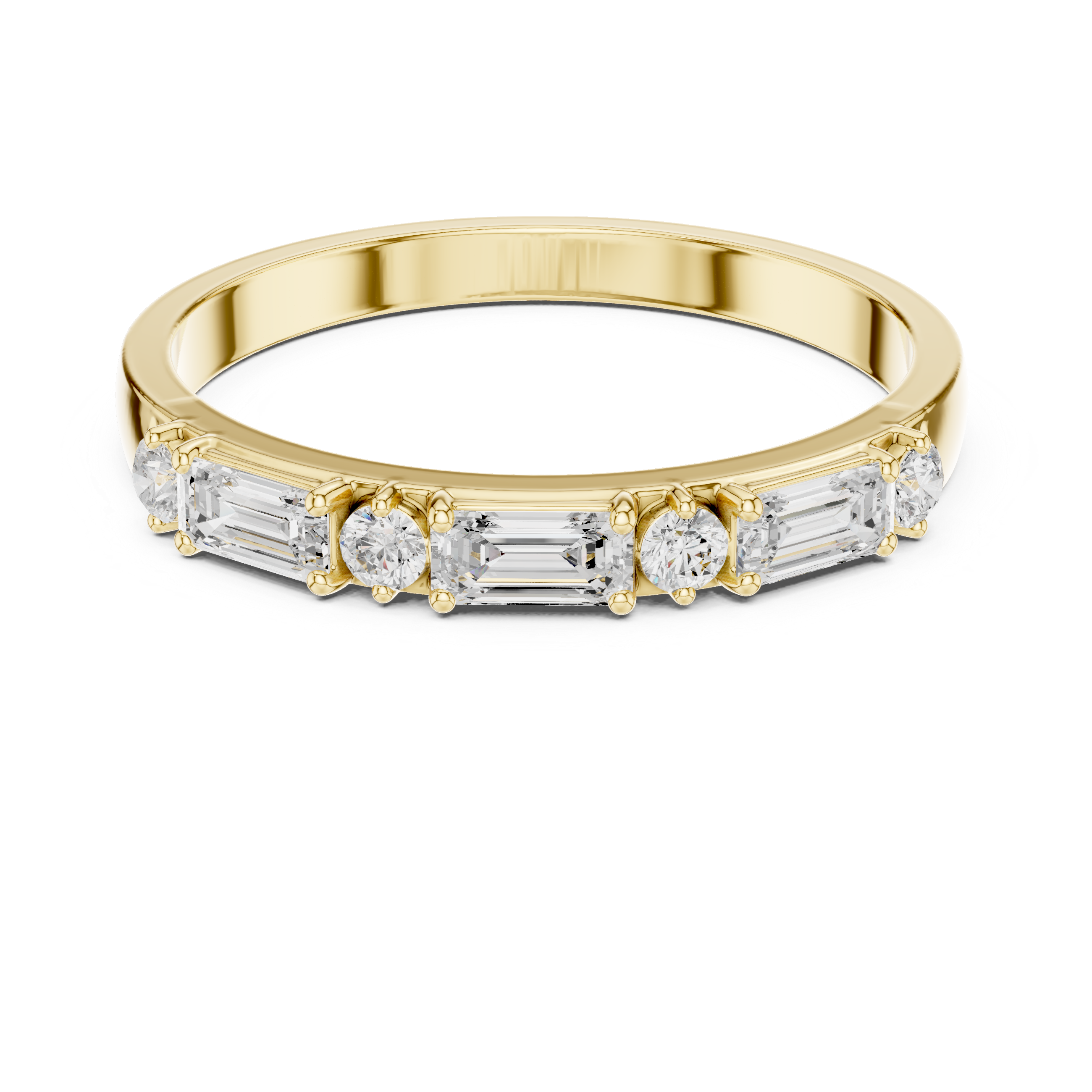 0.36 CT Emerald Cut Diamond Seven Stone Band Ring
