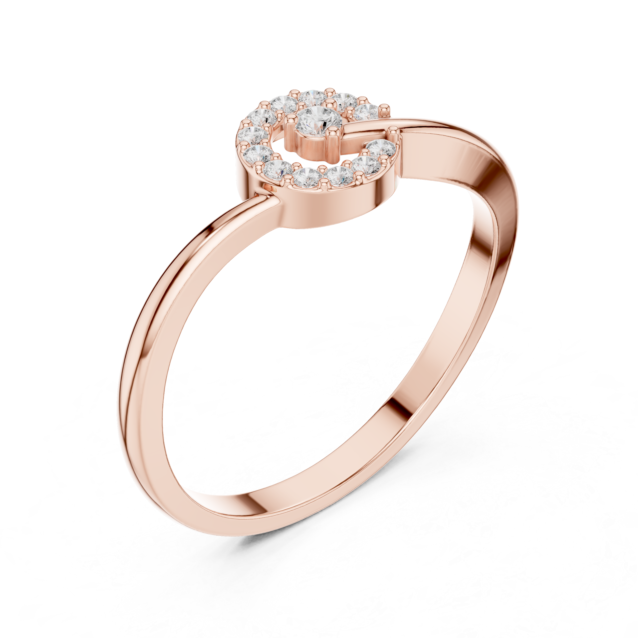 0.09 CT Diamond Circle Ring with Open Shank Design