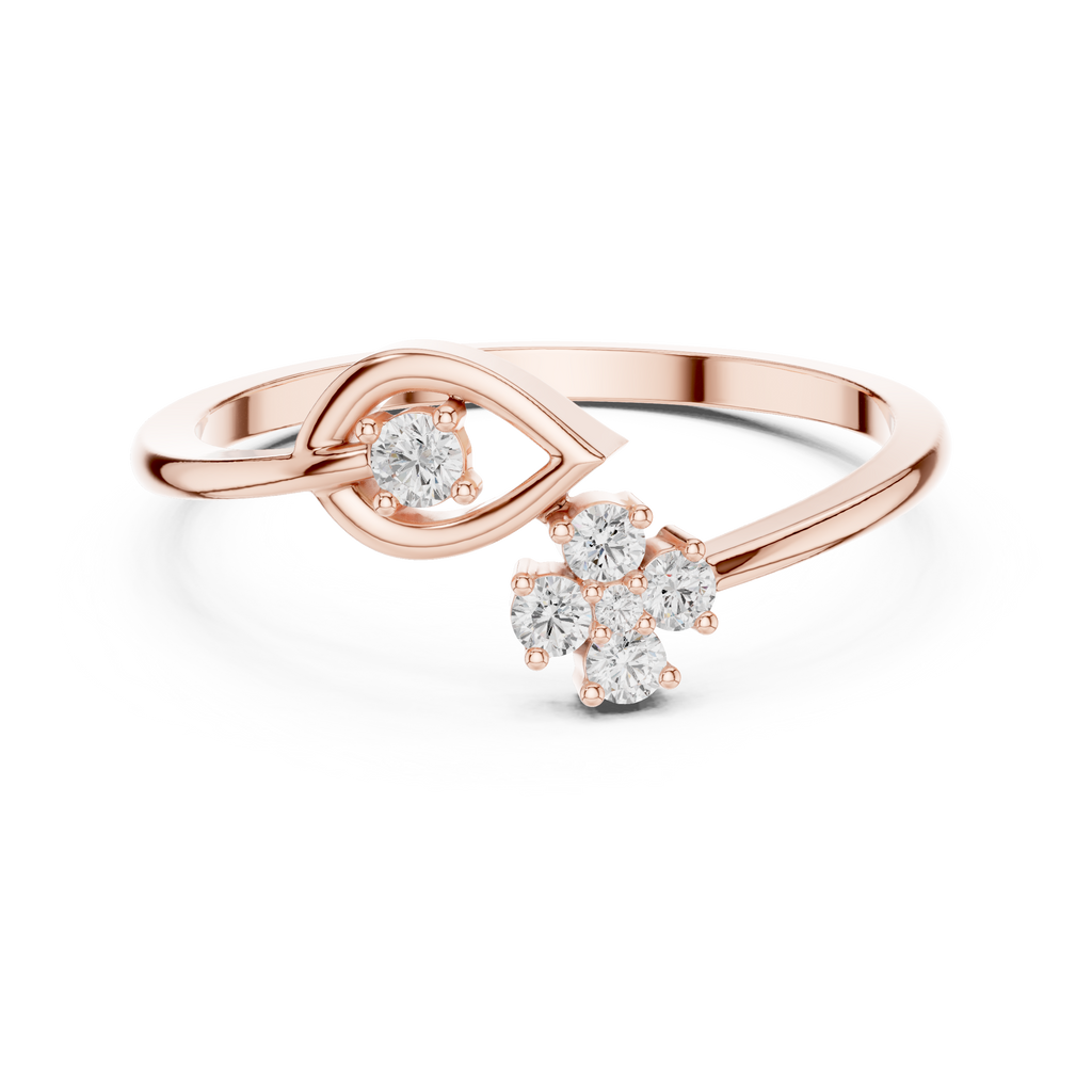 0.12 CT Diamond Evil Eye Ring with Round Diamond Cluster