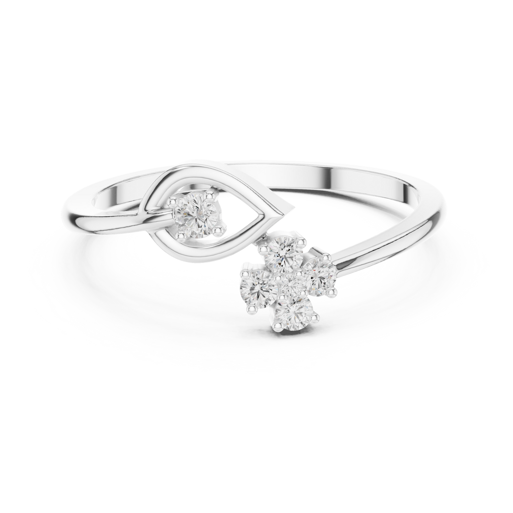0.12 CT Diamond Evil Eye Ring with Round Diamond Cluster