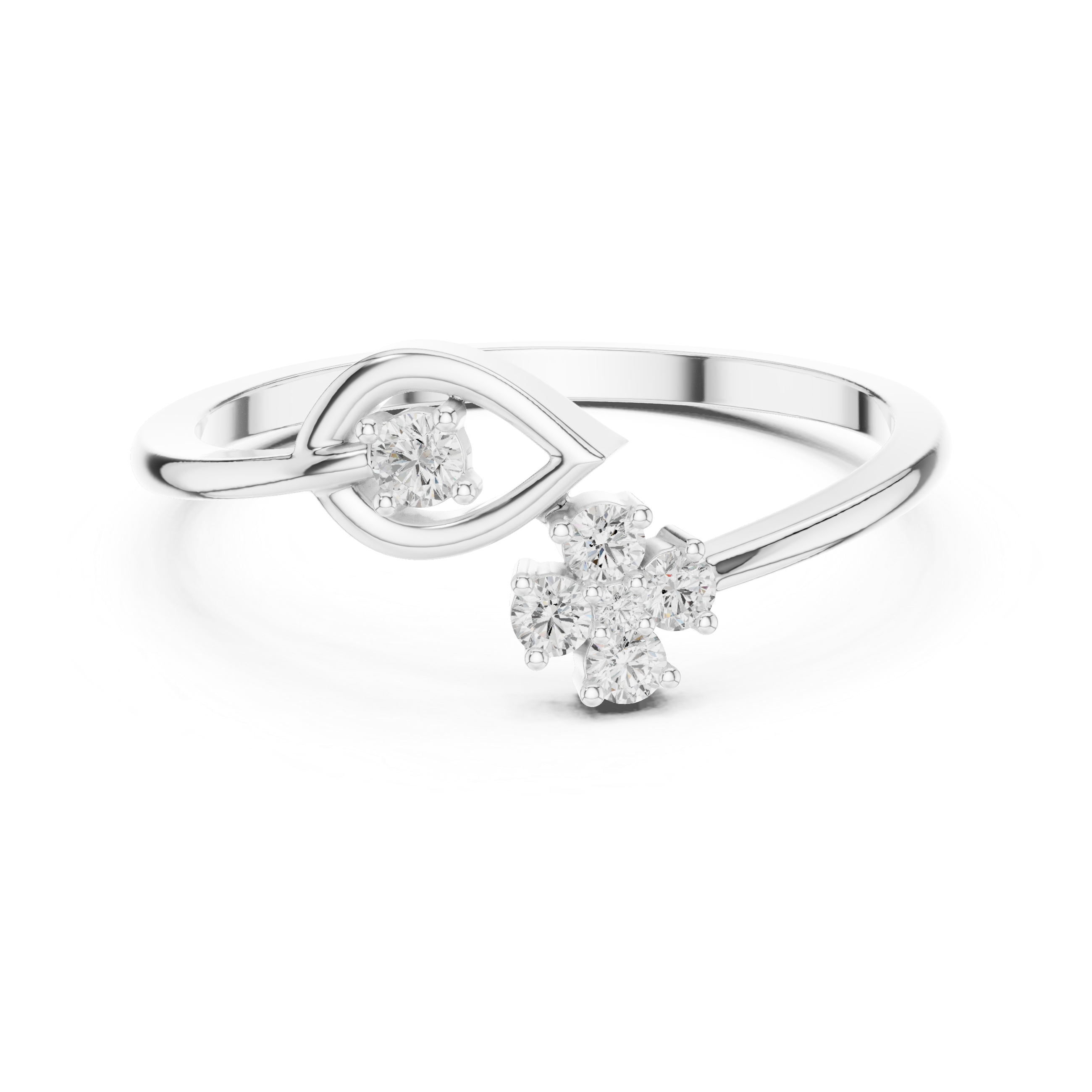 0.12 CT Diamond Evil Eye Ring with Round Diamond Cluster