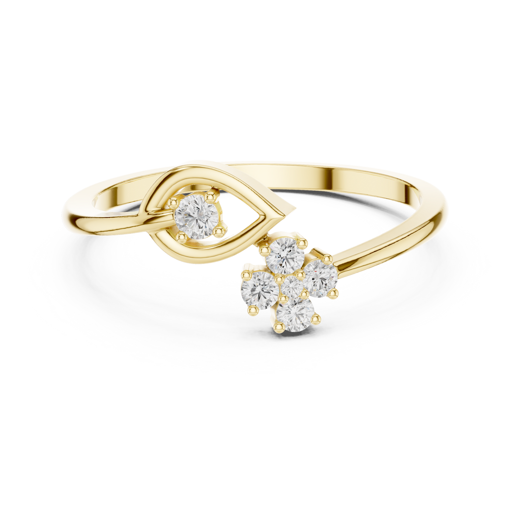 0.12 CT Diamond Evil Eye Ring with Round Diamond Cluster