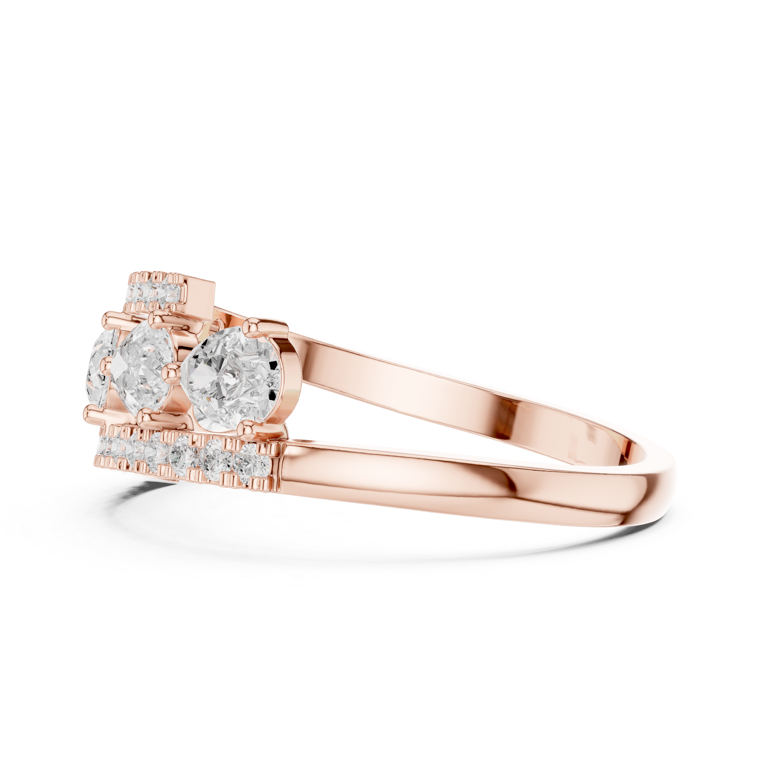 0.84 CT Pear Cut Diamond Multi-Stone Ring with Pavé Split Band