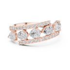 0.84 CT Pear Cut Diamond Multi-Stone Ring with Pavé Split Band