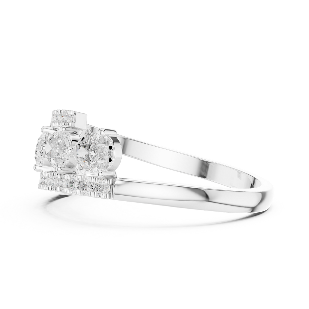 0.84 CT Pear Cut Diamond Multi-Stone Ring with Pavé Split Band