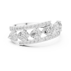 0.84 CT Pear Cut Diamond Multi-Stone Ring with Pavé Split Band