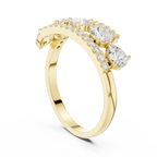 0.84 CT Pear Cut Diamond Multi-Stone Ring with Pavé Split Band