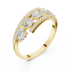 0.84 CT Pear Cut Diamond Multi-Stone Ring with Pavé Split Band