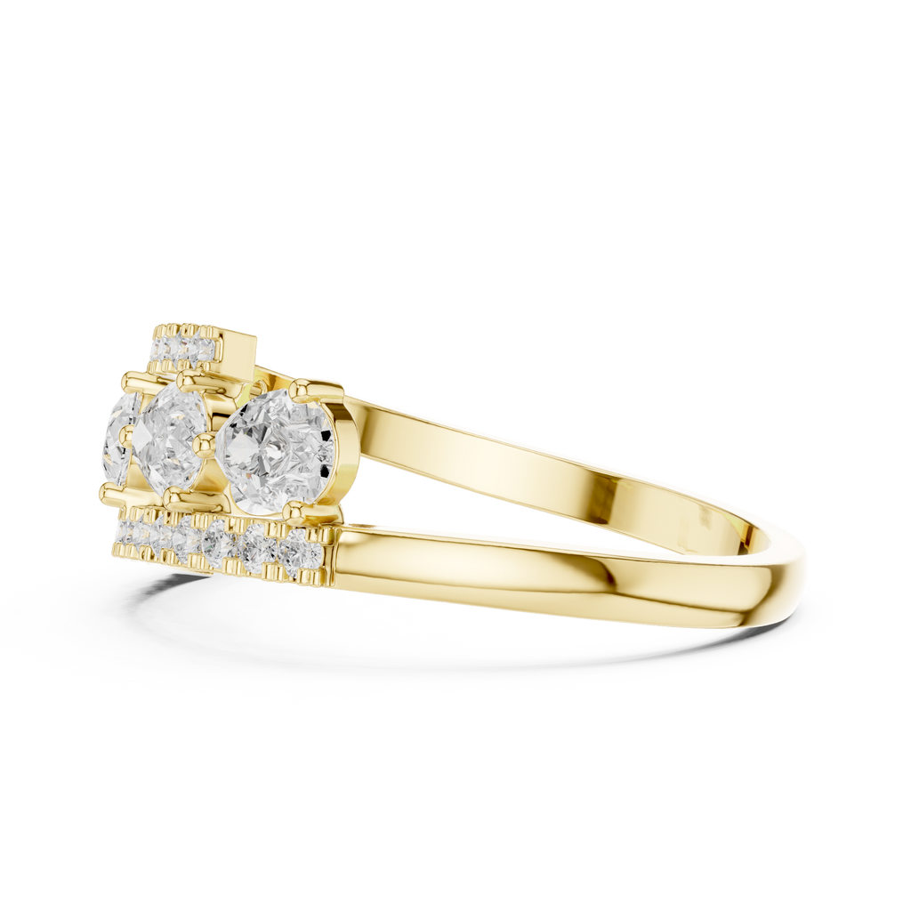 0.84 CT Pear Cut Diamond Multi-Stone Ring with Pavé Split Band