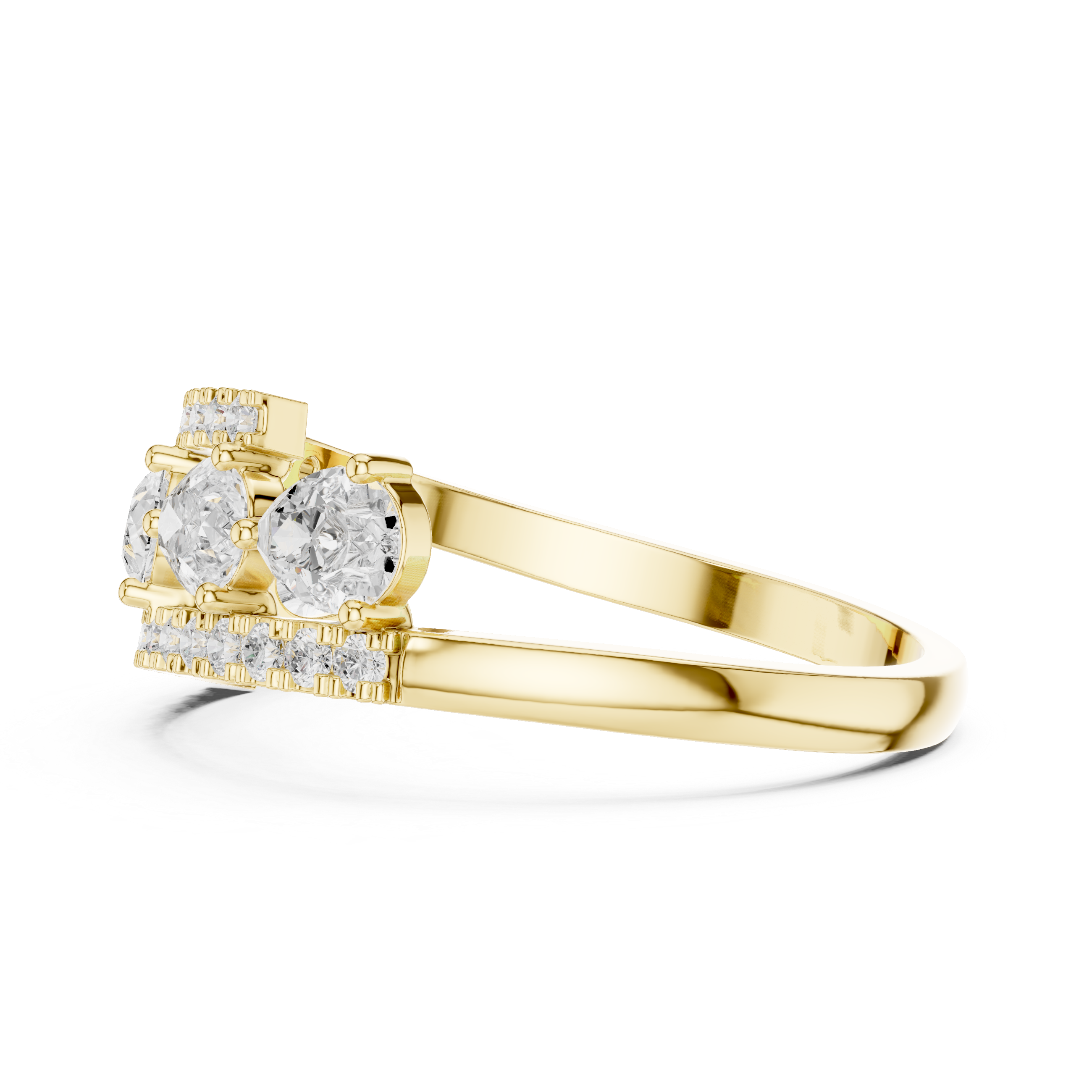 0.84 CT Pear Cut Diamond Multi-Stone Ring with Pavé Split Band