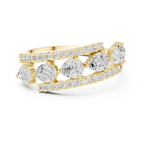 0.84 CT Pear Cut Diamond Multi-Stone Ring with Pavé Split Band