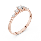 0.30 CT Round Diamond Five Stone Ring with Marquise Accents