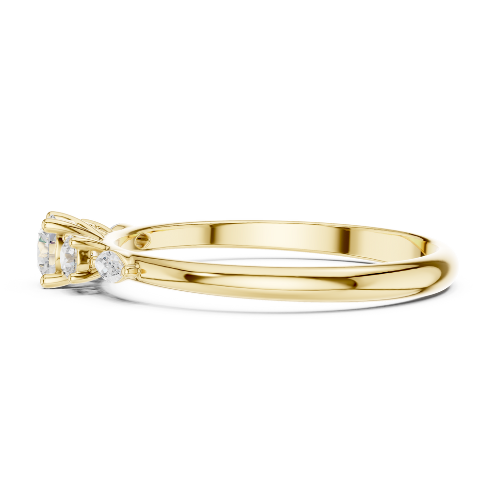 0.30 CT Round Diamond Five Stone Ring with Marquise Accents
