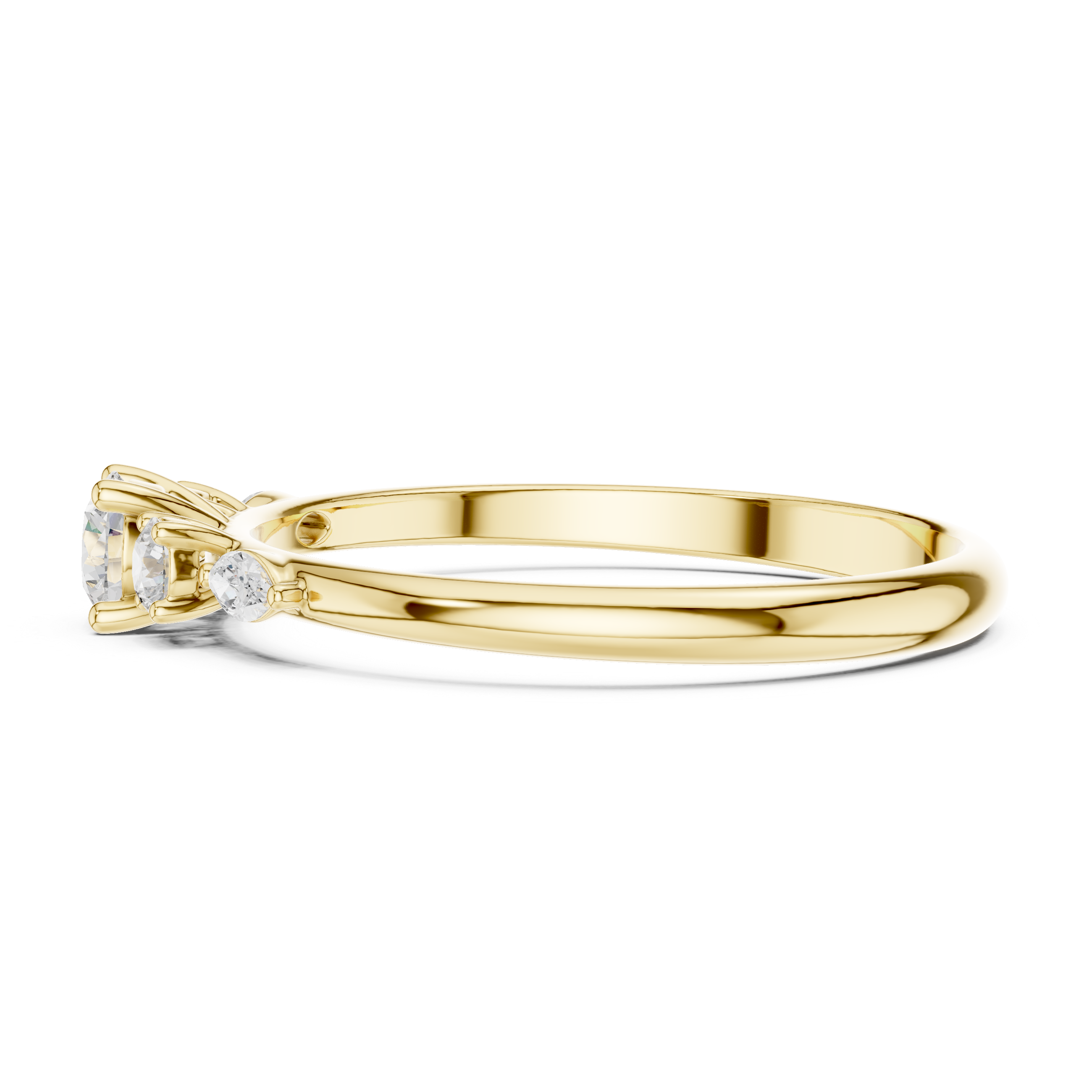 0.30 CT Round Diamond Five Stone Ring with Marquise Accents