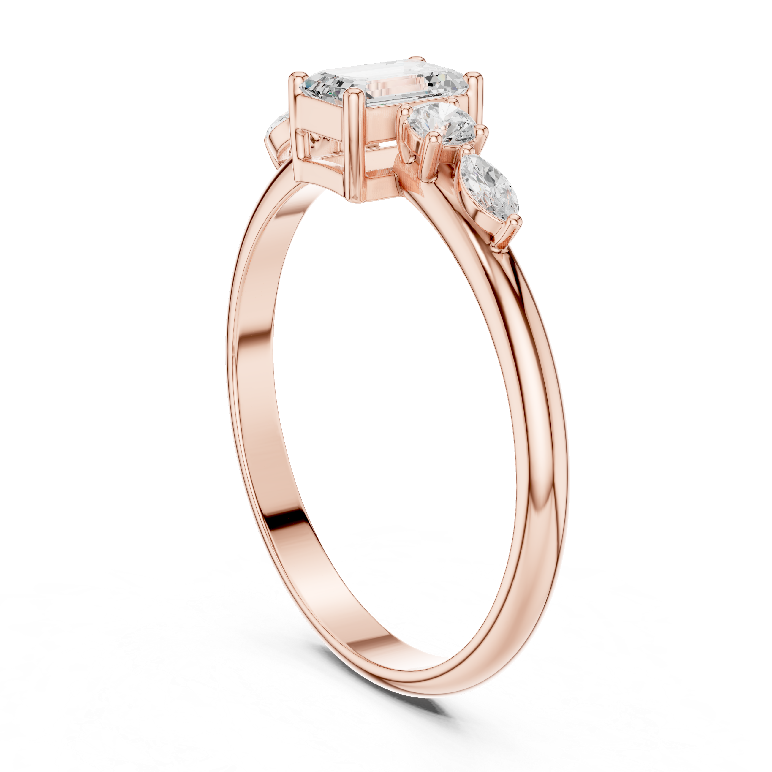 0.46 CT Emerald Cut Diamond Five Stone Ring
