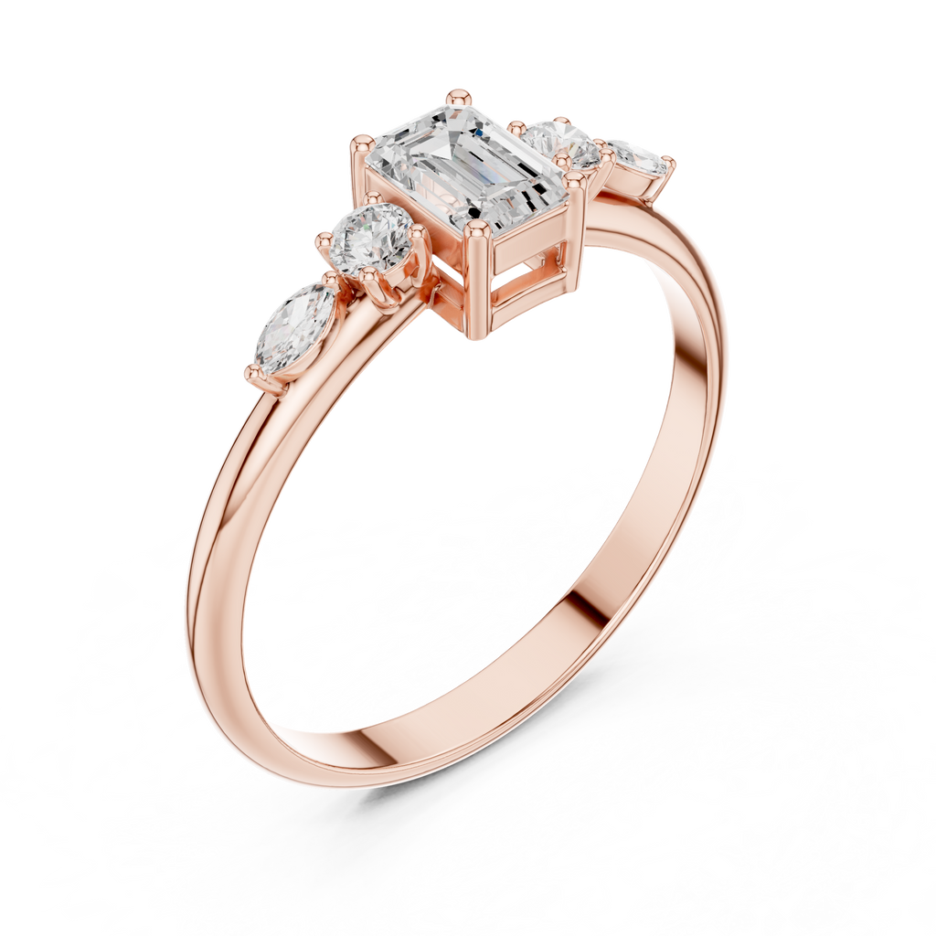 0.46 CT Emerald Cut Diamond Five Stone Ring
