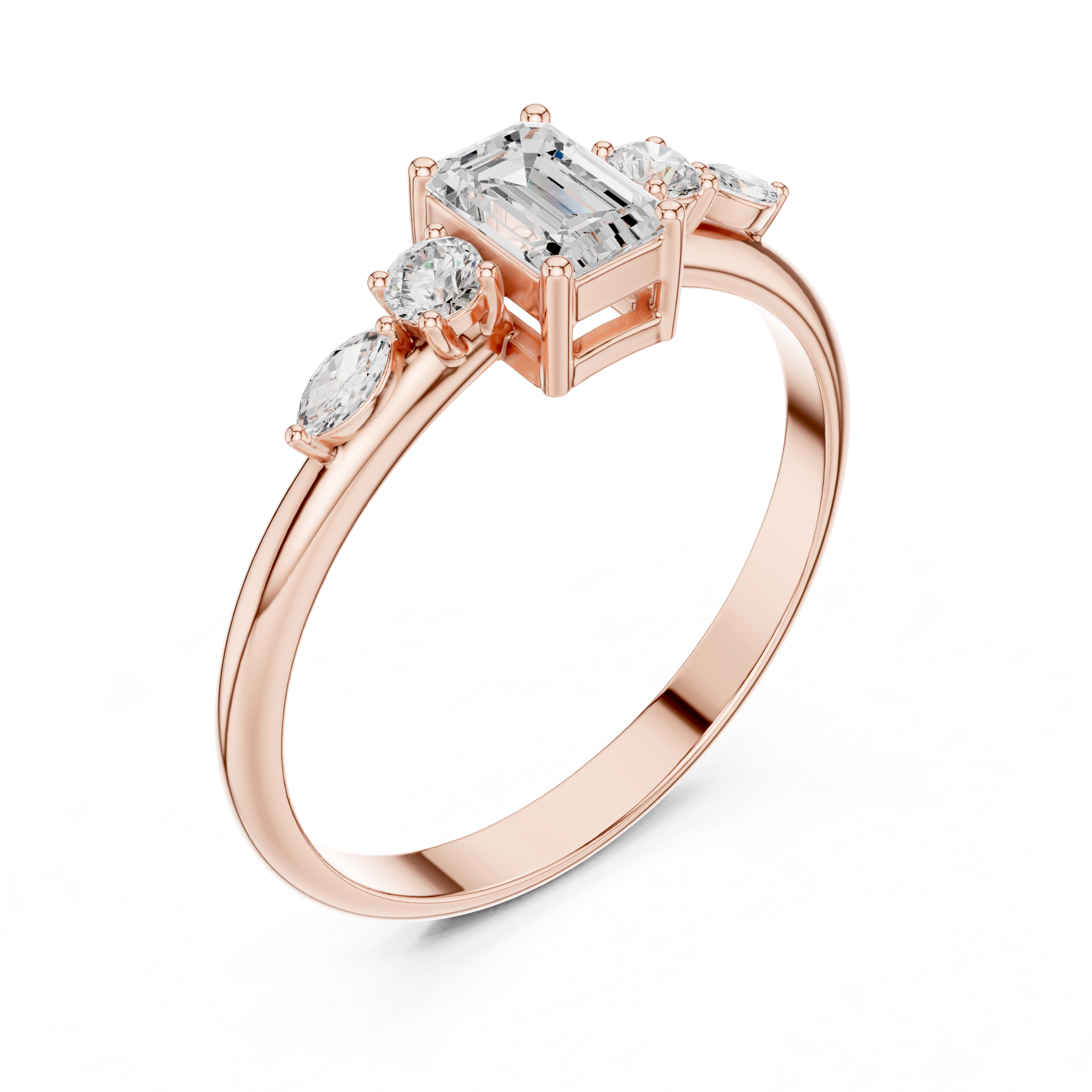 0.46 CT Emerald Cut Diamond Five Stone Ring