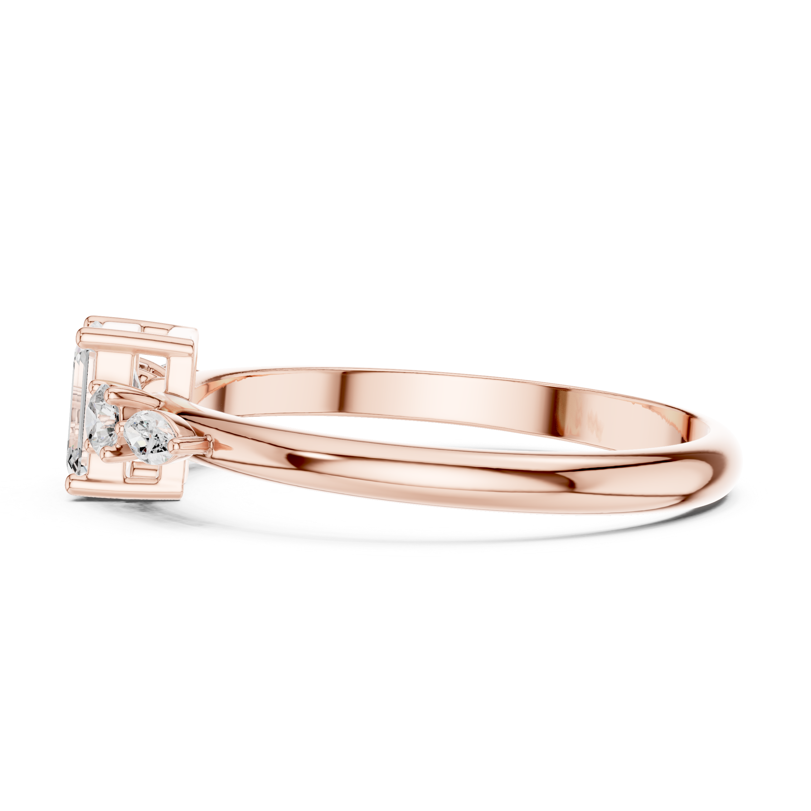 0.46 CT Emerald Cut Diamond Five Stone Ring