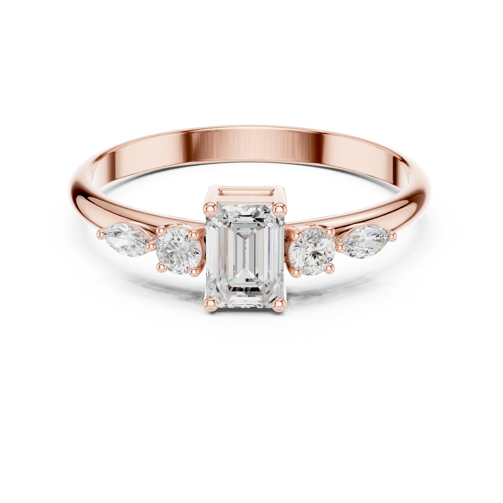 0.46 CT Emerald Cut Diamond Five Stone Ring