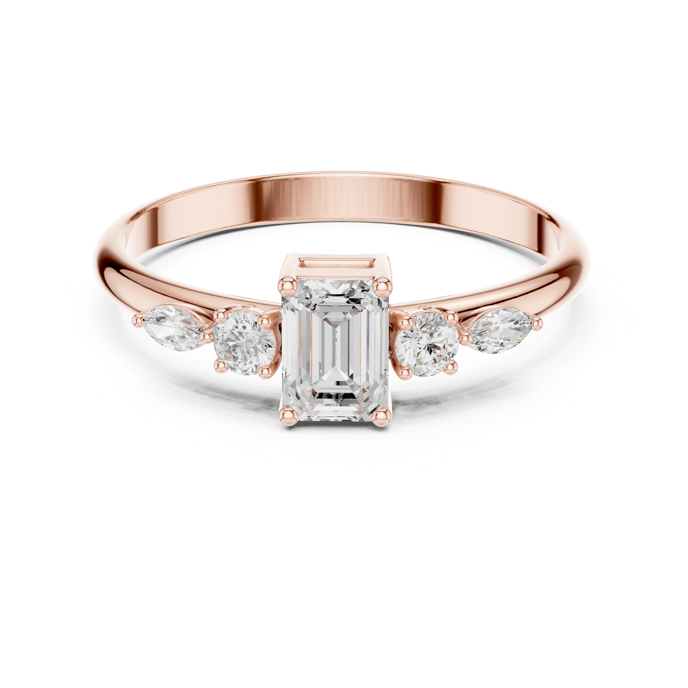 0.46 CT Emerald Cut Diamond Five Stone Ring