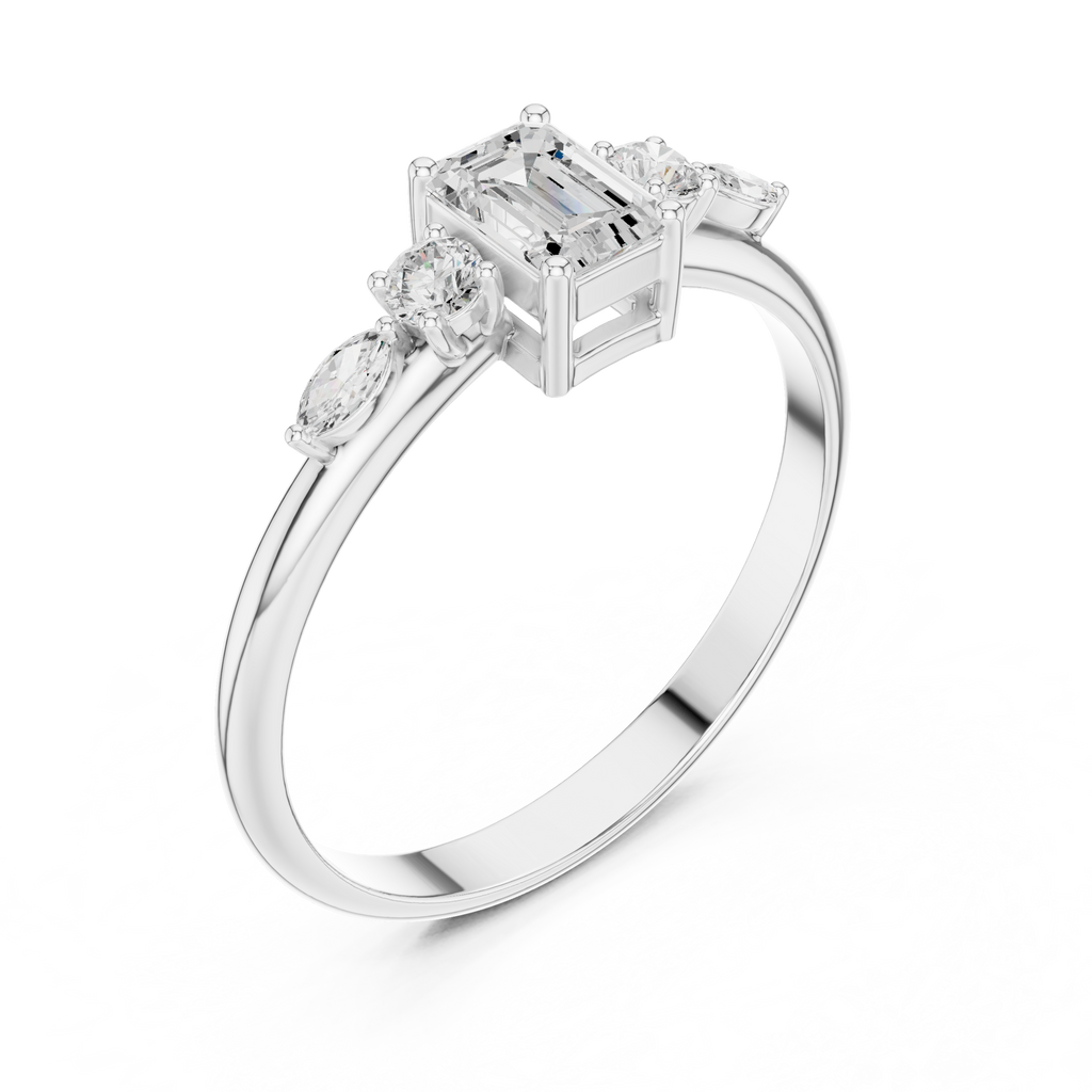 0.46 CT Emerald Cut Diamond Five Stone Ring