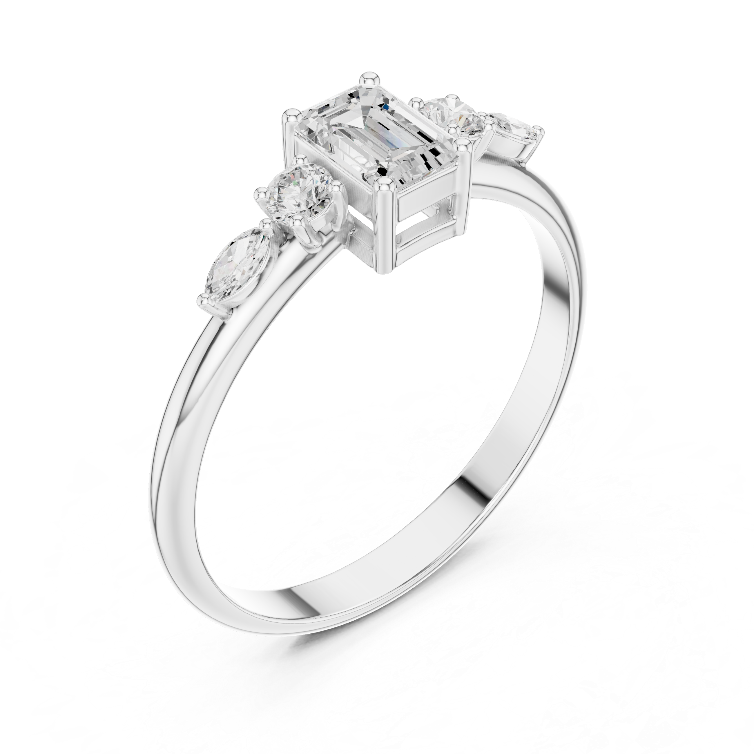 0.46 CT Emerald Cut Diamond Five Stone Ring
