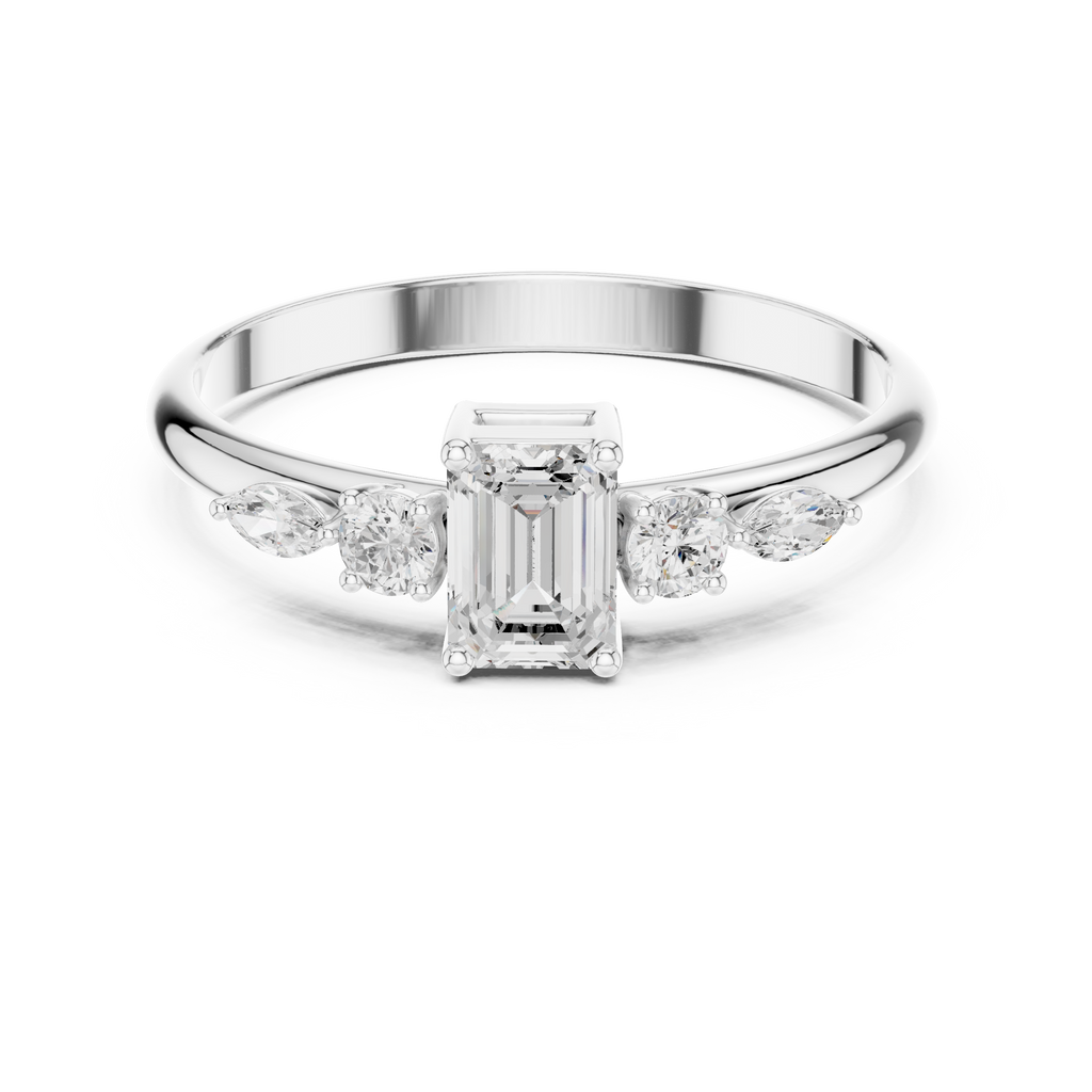 0.46 CT Emerald Cut Diamond Five Stone Ring