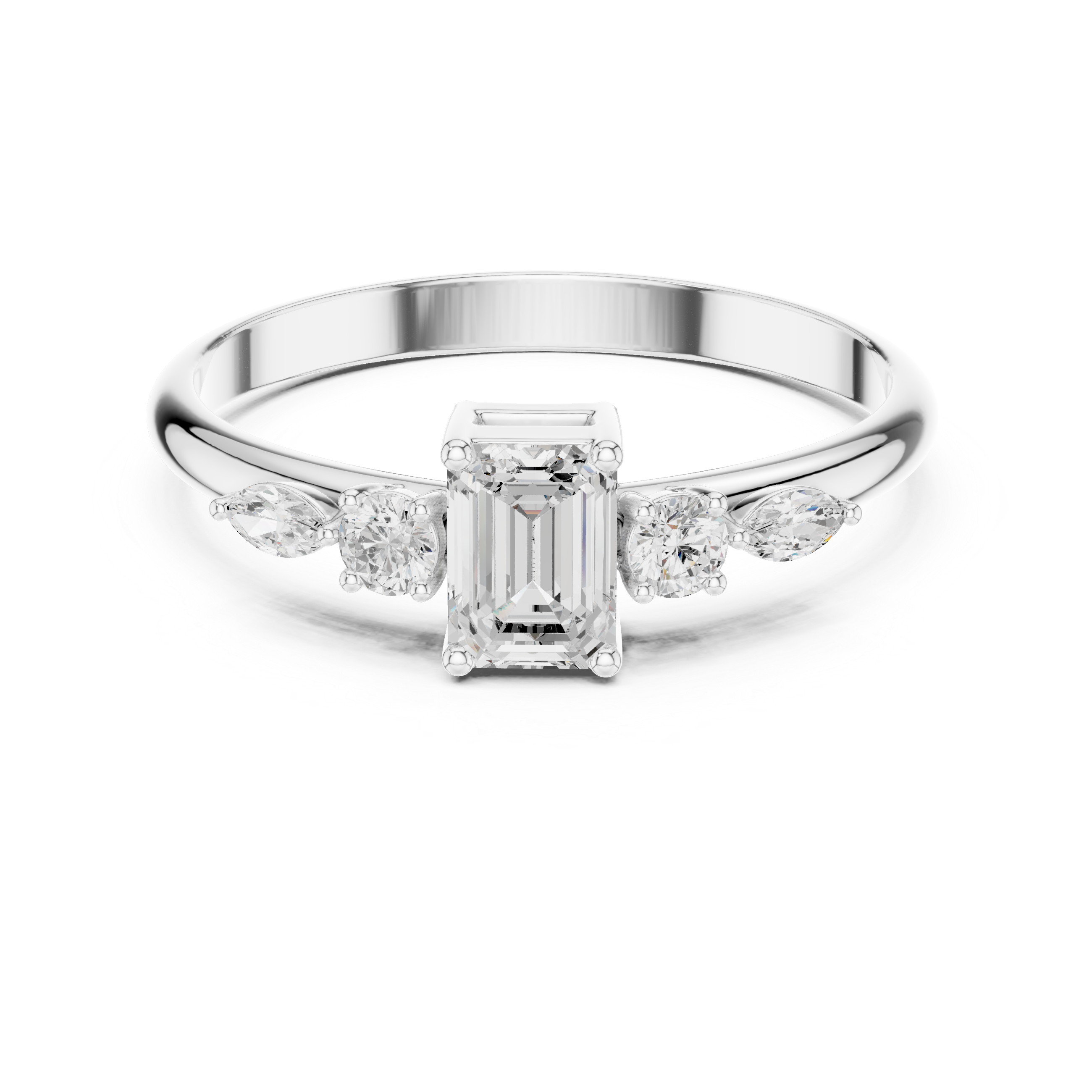 0.46 CT Emerald Cut Diamond Five Stone Ring