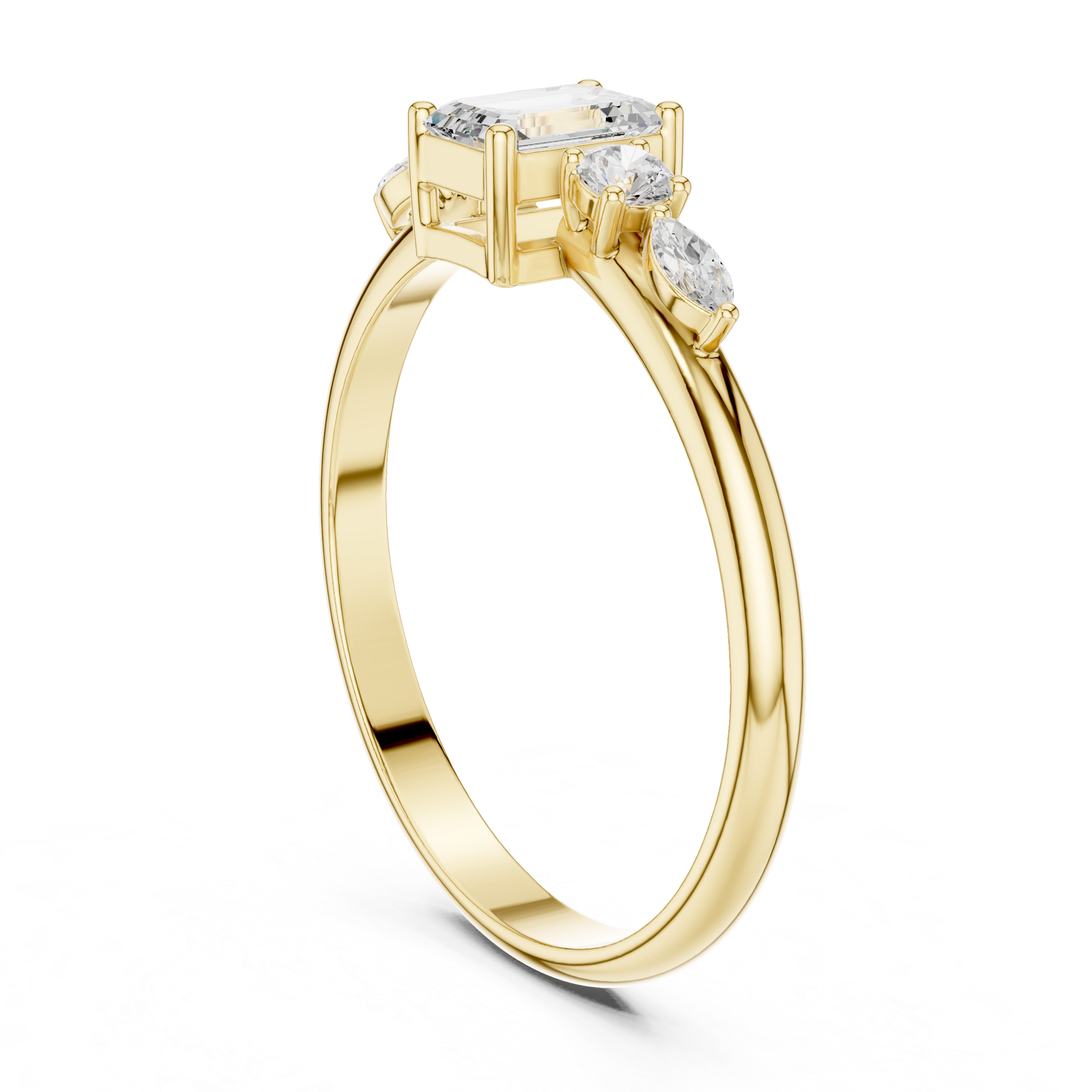0.46 CT Emerald Cut Diamond Five Stone Ring