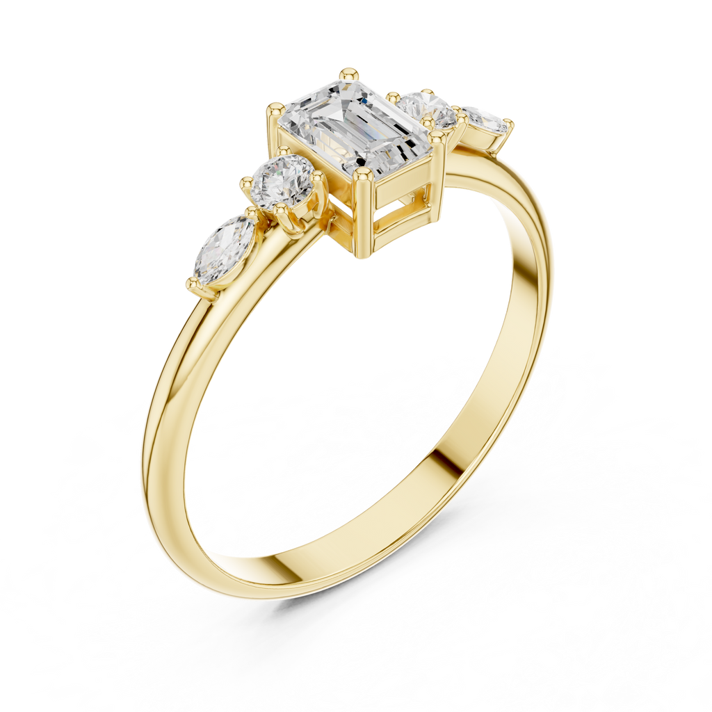 0.46 CT Emerald Cut Diamond Five Stone Ring