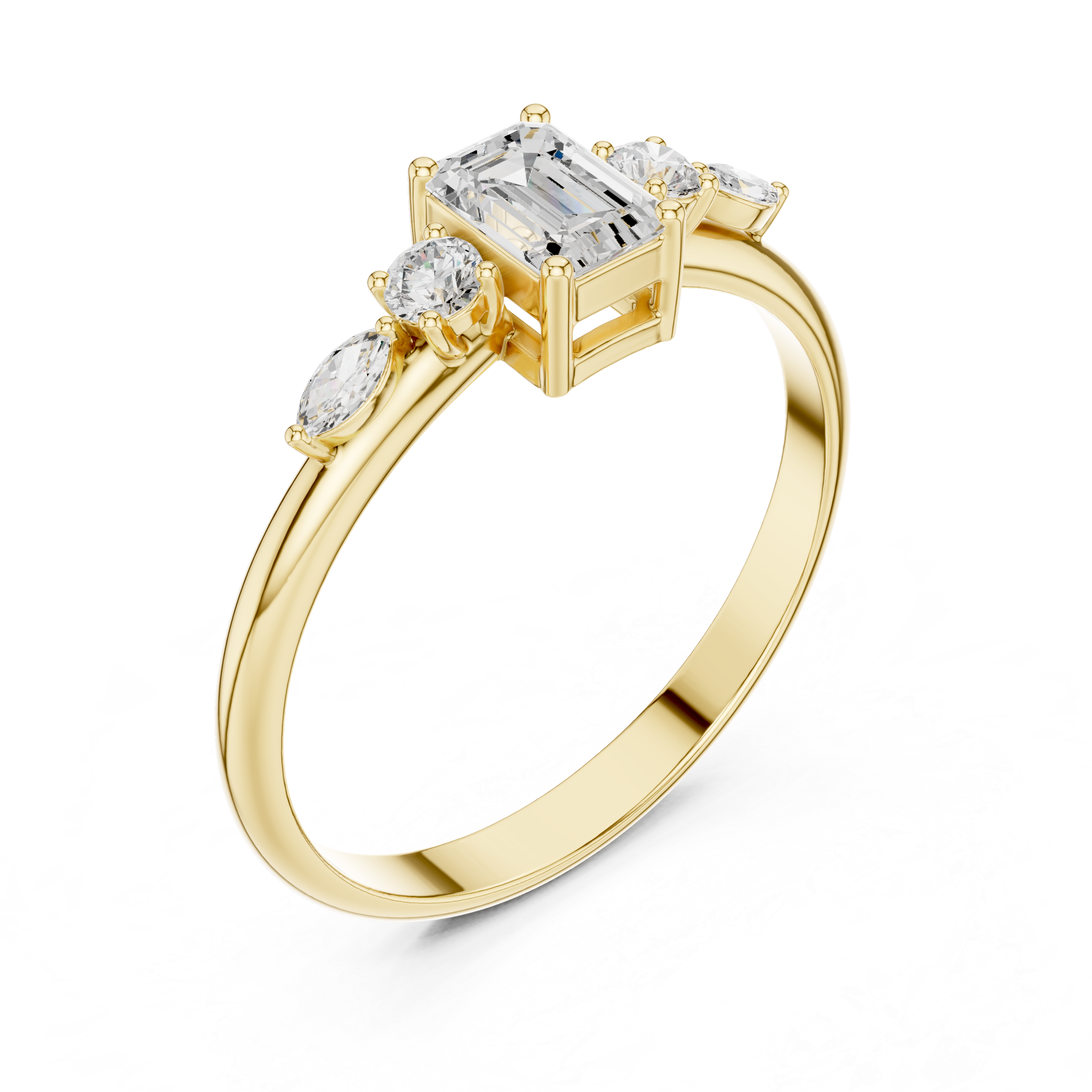 0.46 CT Emerald Cut Diamond Five Stone Ring