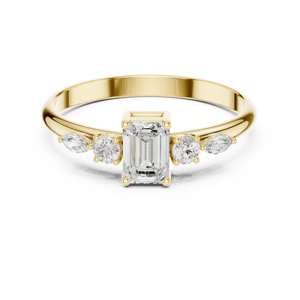 0.46 CT Emerald Cut Diamond Five Stone Ring