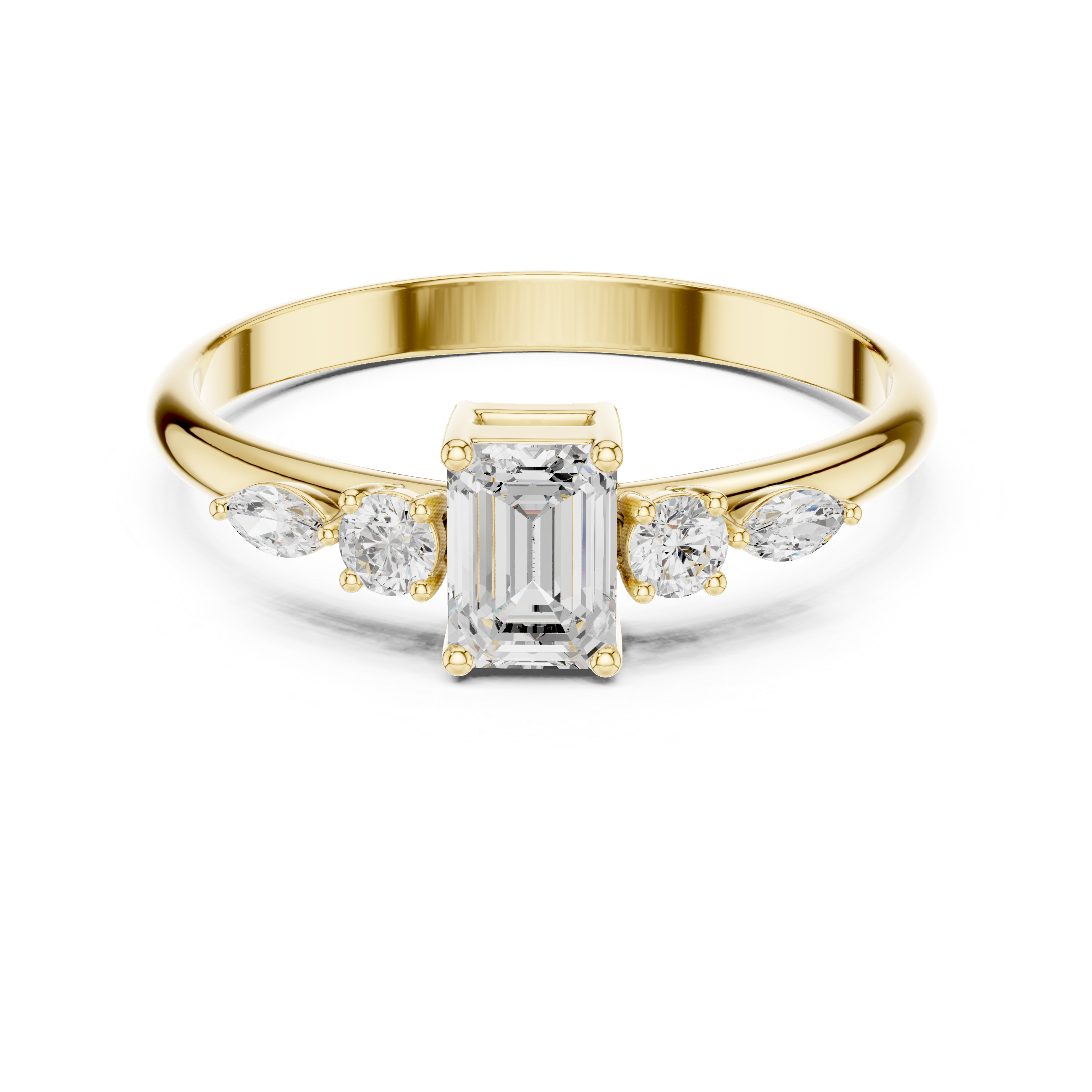 0.46 CT Emerald Cut Diamond Five Stone Ring
